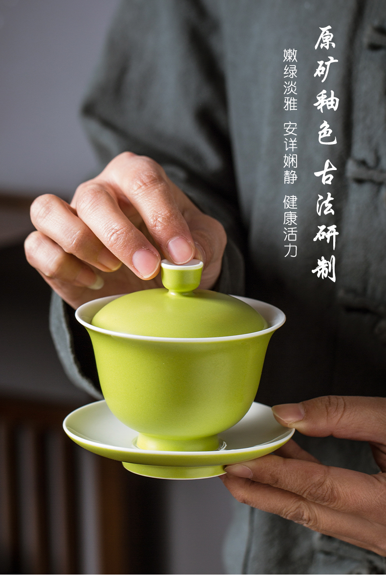 Three tureen large single tea bowl cups of jingdezhen restoring ancient ways is not only a hot checking ceramic tea set