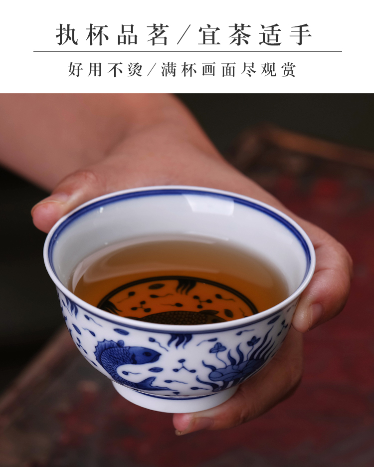 Antique porcelain cups a single large thin foetus ceramic masters cup jingdezhen kung fu tea set of pure manual sample tea cup
