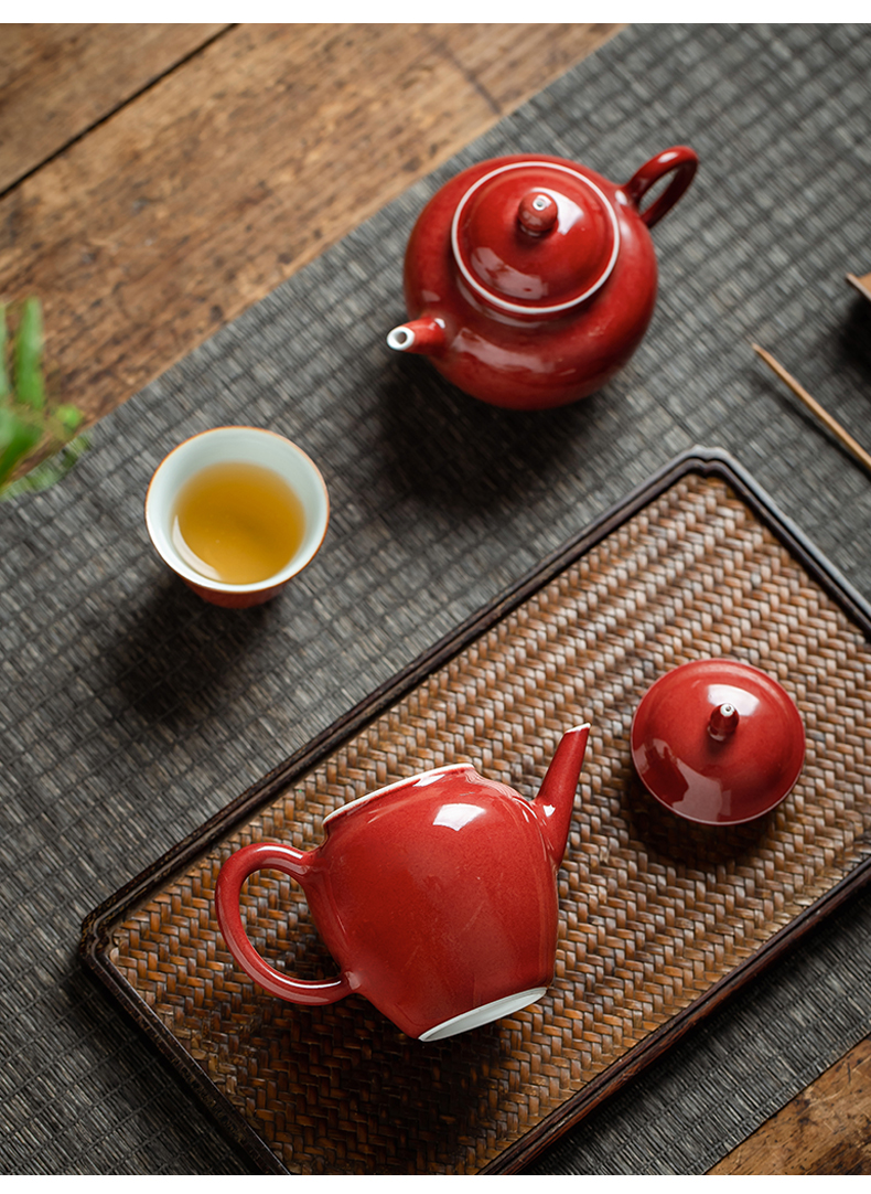 Ji red ceramic teapot single pot of jingdezhen kung fu tea set small Chinese style ball hole filter heat - resisting teapot by hand