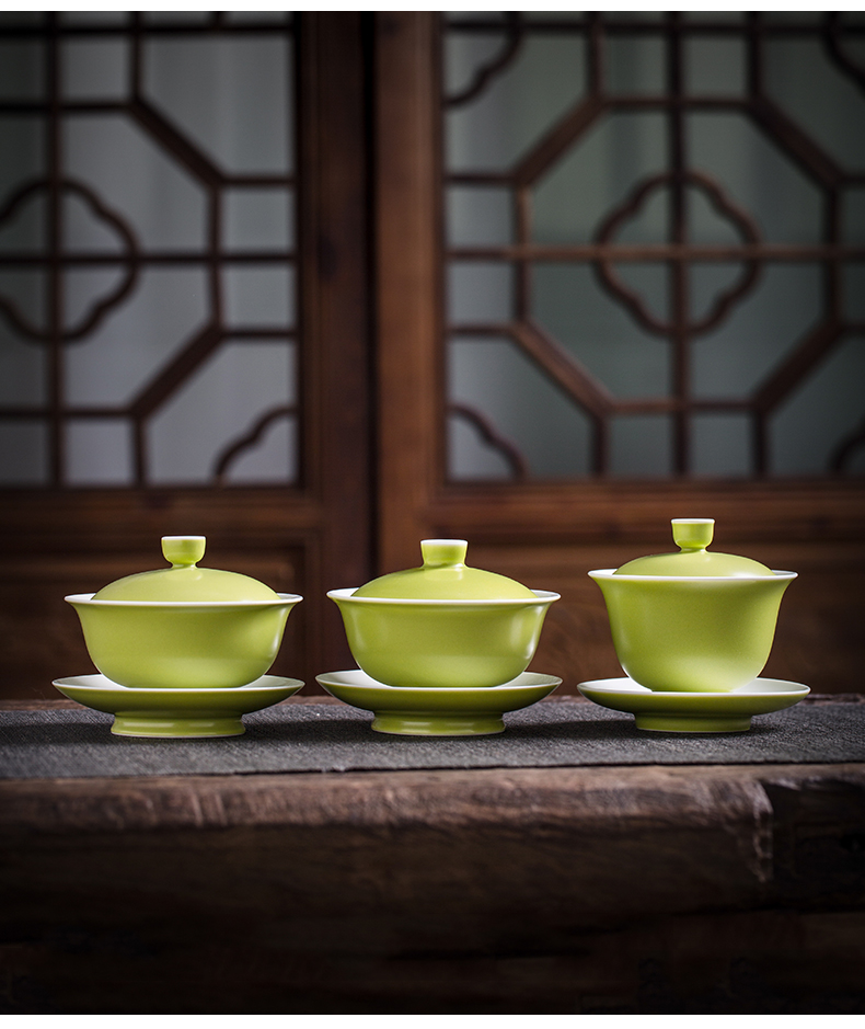 Three tureen large single tea bowl cups of jingdezhen restoring ancient ways is not only a hot checking ceramic tea set