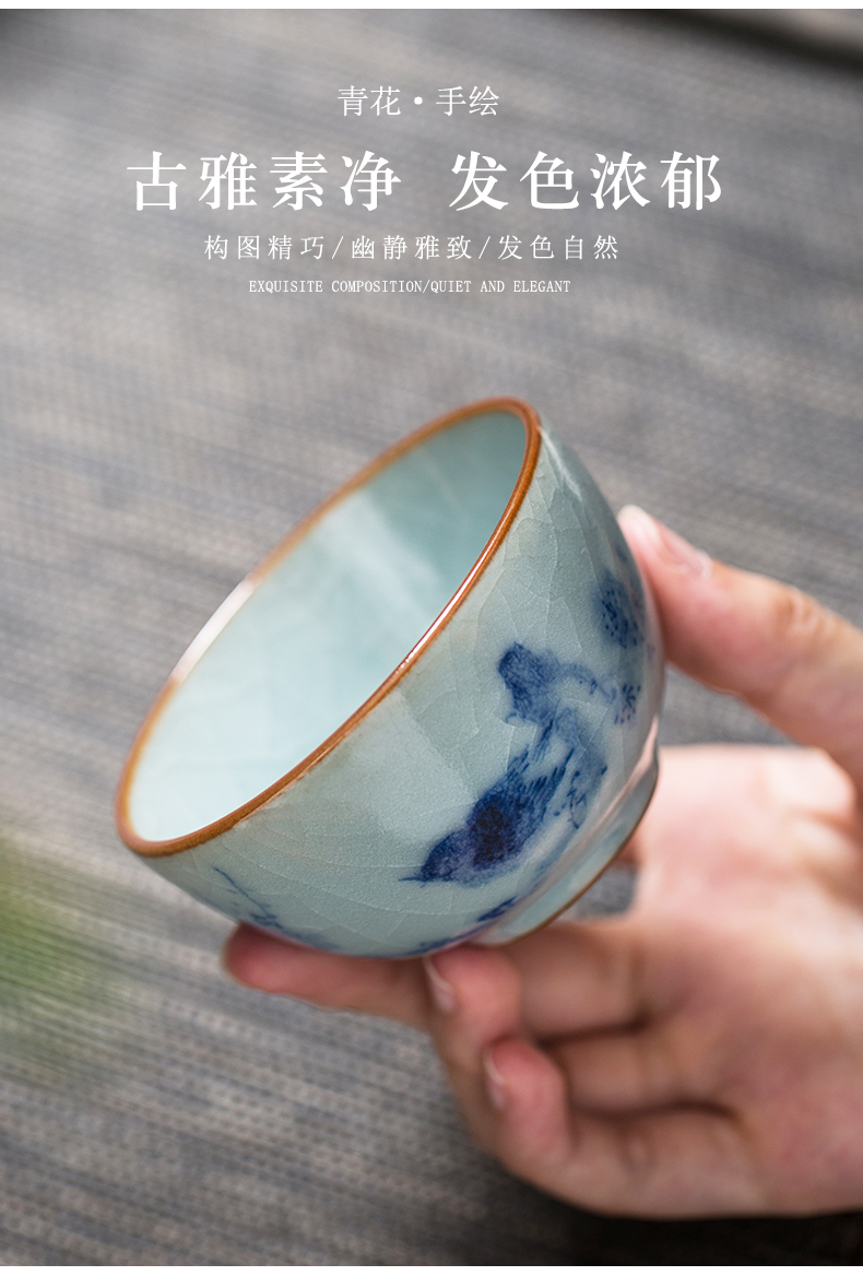 Your up single blue and white porcelain cups pure manual open hand draw freehand brushwork in traditional Chinese painting of flowers and birds can raise ceramic master cup single CPU