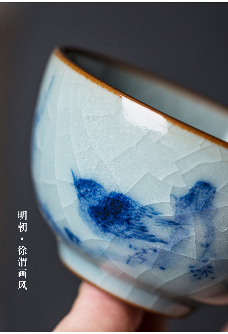 Your up single blue and white porcelain cups pure manual open hand draw freehand brushwork in traditional Chinese painting of flowers and birds can raise ceramic master cup single CPU