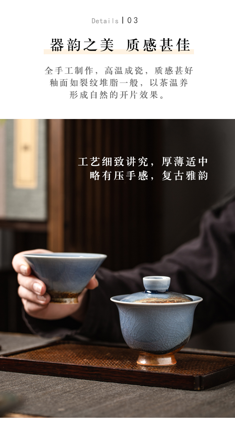 Variable tureen tea cups a single large pure manual jingdezhen ceramic kung fu tea set orphan works two tea bowl