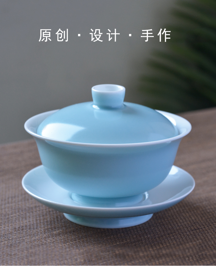 Bright product tureen large single three to jingdezhen kung fu tea tea bowl checking household ceramics making tea