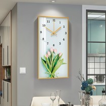 Modern Little Qing New green plant Fashion Living Room Clocks Brief home mute hanging bell restaurant Xuanguan Clock hanging wall