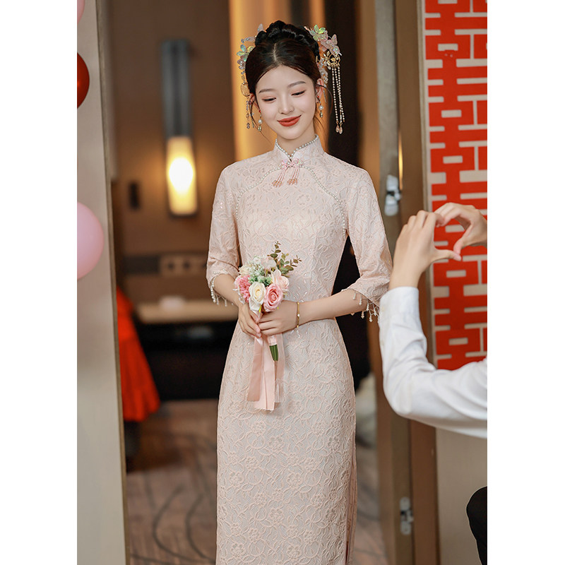 open lace back dress Open-Back Lace Wedding Dress Christelle – Wedding Roof main image 1