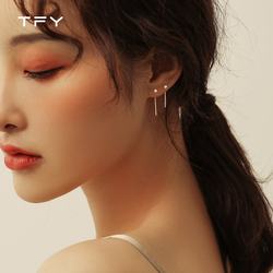 999 여성용 스털링 트레 멜라 라인 2025 새로운 고급 인터넷 유명 인사 귀걸이 작은 정사각형 긴 기질 이어링