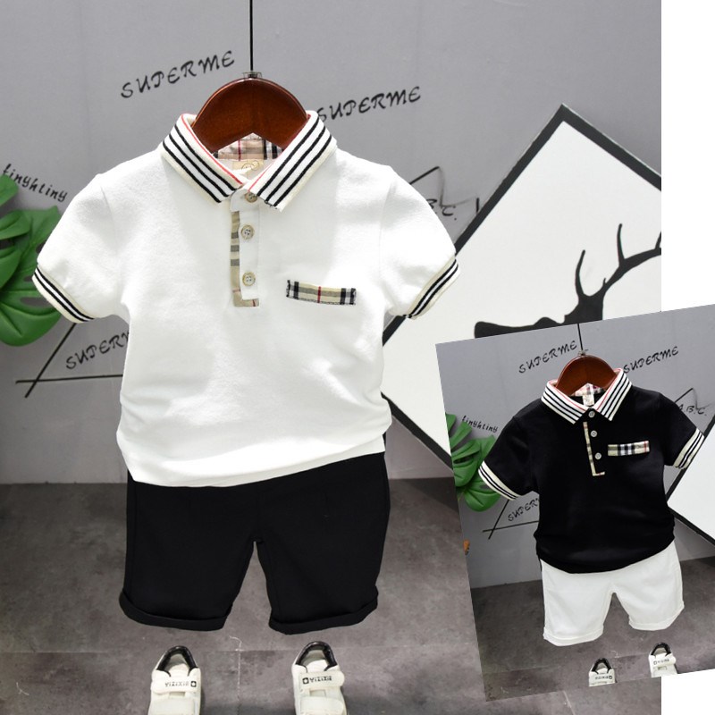 South Korean boy's new suit children short sleeve lap collar child clothing Korean version T-shirt summer dress polo shirt wave-Taobao