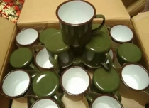 Army green enamel cup mouth Cup vintage tea tank wash cup liberation retro Cup nostalgic classic
