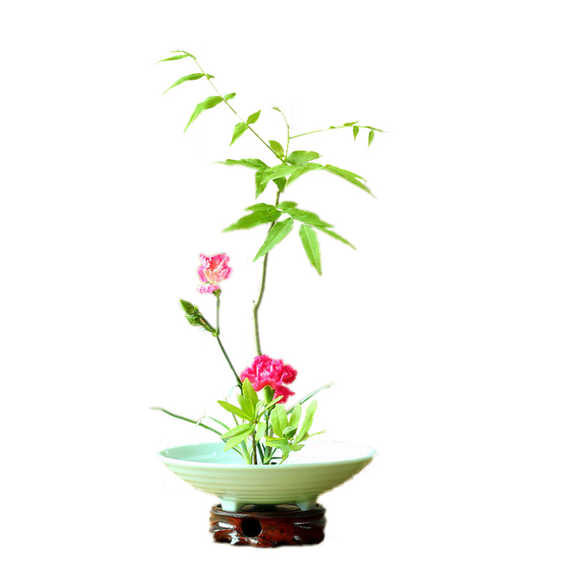 Ancient flow hin plastic flower implement melamine imitation porcelain flowerpot zen three - legged bowl of Japanese sword in mountain flower arranging would ware