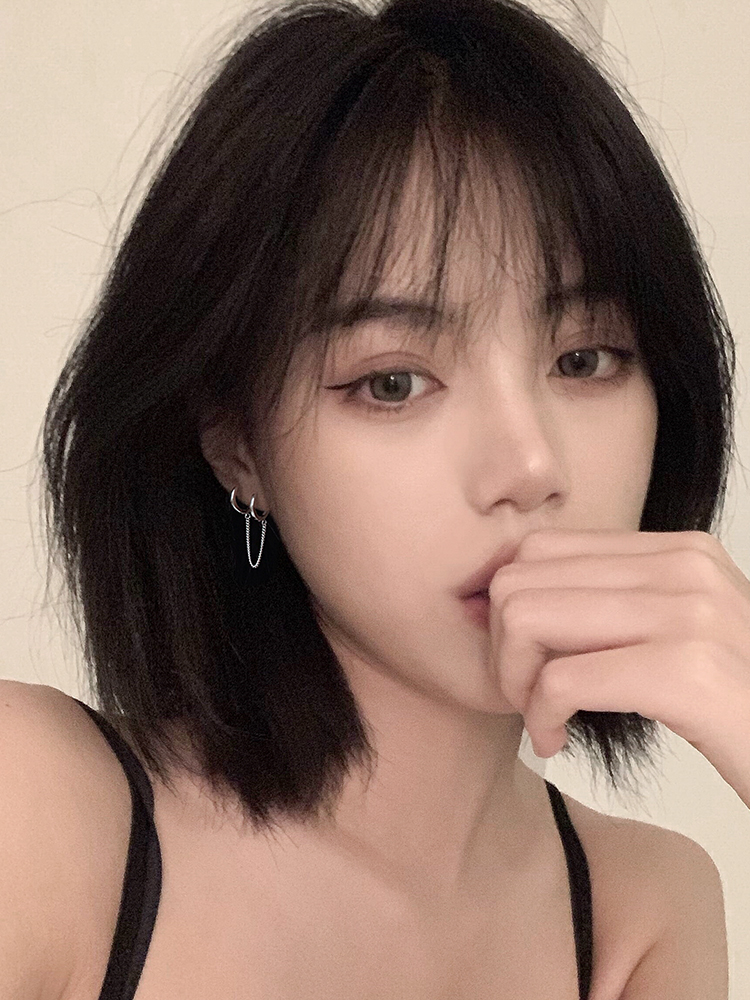 Xiangnan 925 sterling silver round ring double ear pierced earrings women's summer temperament 2021 new fashion earrings wild earrings