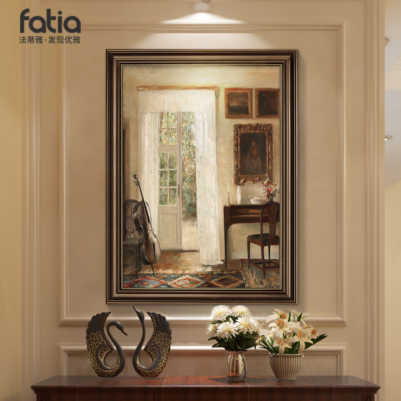Entrance Hall Decorative Painting, Corridor Aisle Landscape Mural Facing the Door, American Retro Oil Painting, French Restaurant Hanging Painting Entrance Hall Decorative Painting, Corridor Aisle Landscape Mural Facing the Door, American Retro Oil Painting, French Restaurant Hanging Painting