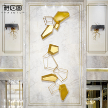 Light luxury new modern living room model room Three-dimensional geometry Metal wrought iron wall decoration Creative dining room wall decoration pendant
