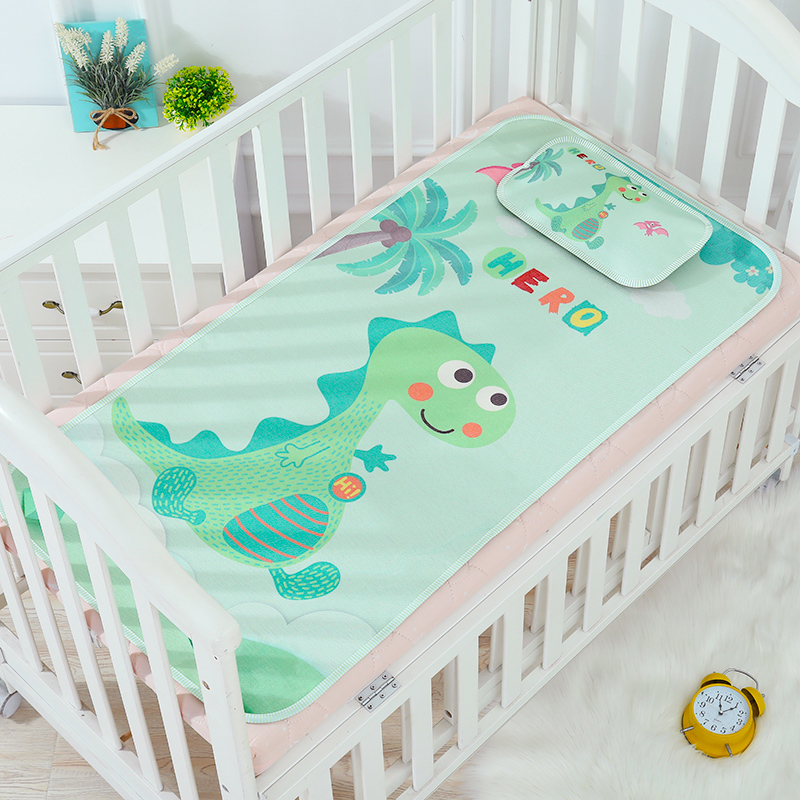 Children's small cool mat 1-3 year old baby crib Rattan Mat kindergarten Folding Grass Mat cute cartoon ice silk