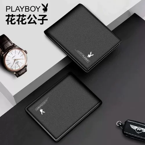 Playboy, мужской короткий бумажник, трендовый кожаный кошелек, из натуральной кожи, коллекция 2021, воловья кожа