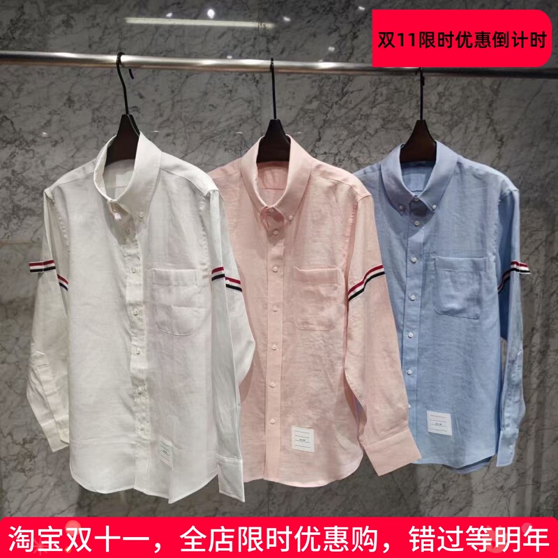 [Free Return Guarantee] Tnne Tb Autumn Thin Shirt Four-Stripe Linen Long-Sleeve Sun Protection Shirt Loose Jacket