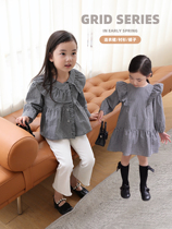 Beans A Few Moms Girl Plaid Dress 2022 Spring Dress New Kids Plaid Shirt Casual Pants Three Sets Tide