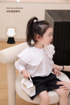 Beans A Few Moms Girl White Shirt Suit 2022 Spring Dress New Ocean Gas Baby Beating Undershirt Shorts Two Sets