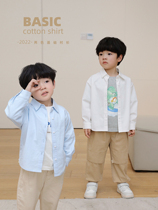 Beans several moms children cotton fabric shirt 2022 spring dress new Korean version boy baby handsome and long sleeve shirt tide