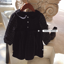 Dou a few Mother Baby collar velvet skirt girl princess dress winter little girl foreign cute puffy skirt baby skirt