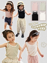Bean a few moms girls Vest Summer Thin childrens pit Bar against bottom harnesses Baby lace pure color sleeveless blouse