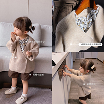 Bean mom sleeveless top shorts two-piece set foreign style wild girl suit 2020 new female baby autumn fashion trend