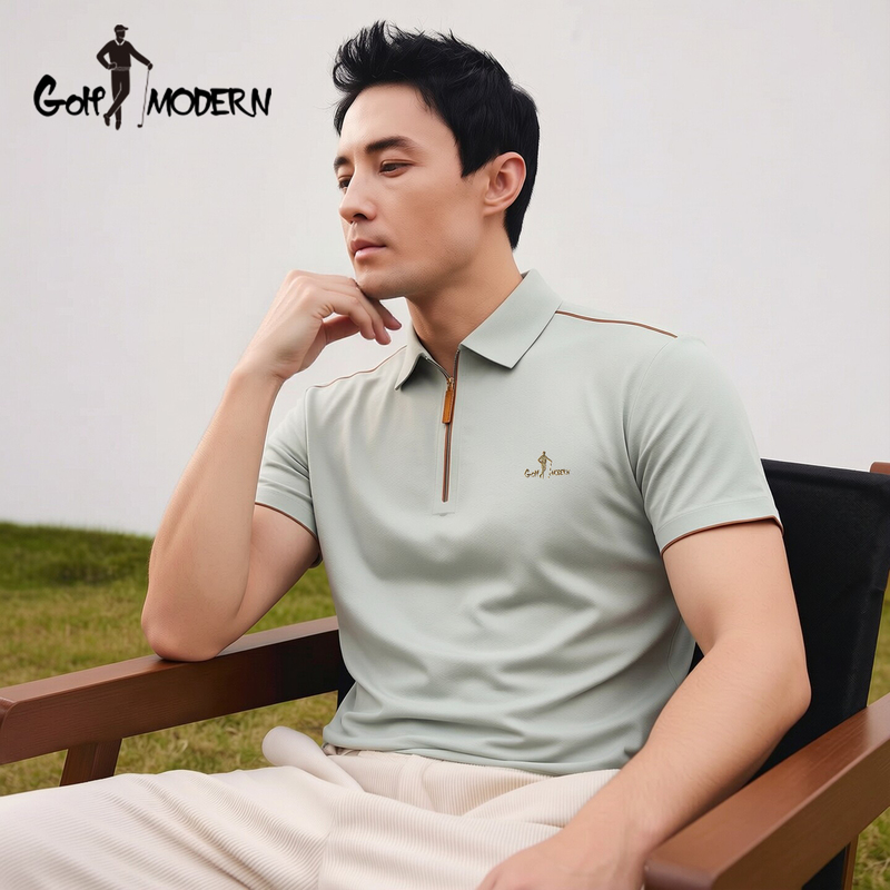 Golf Modern Golf 2026 Summer Men's Business Casual Zipper Lapel Polo Shirt Short Sleeve T-Shirt Golf Modern Golf 2026 Summer Men's Business Casual Zipper Lapel Polo Shirt Short Sleeve T-Shirt