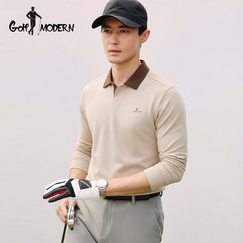 Golf Modern Men's 2026 Autumn New Color-Block Lapel Long-Sleeve Polo Shirt Commuting Top Golf Modern Men's 2026 Autumn New Color-Block Lapel Long-Sleeve Polo Shirt Commuting Top
