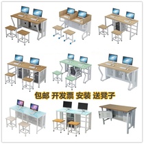 Microcomputer room computer table school training room computer room single space partition double computer cloud desktop all-in-one table and chair