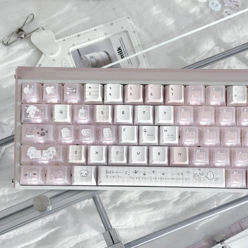 Sleepwalking-Themed Keycaps, Magnetic Switches, New Original Factory-Made, Cute Pink and White Keycaps, Customized Mechanical Keyboard Keycaps
