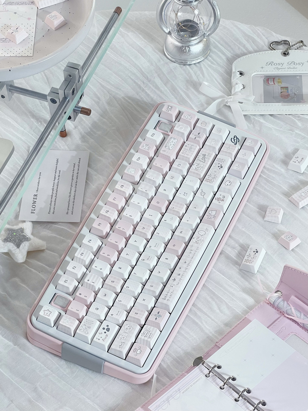 Sleepwalking-Themed Keycaps, Magnetic Switches, New Original Factory-Made, Cute Pink and White Keycaps, Customized Mechanical Keyboard Keycaps