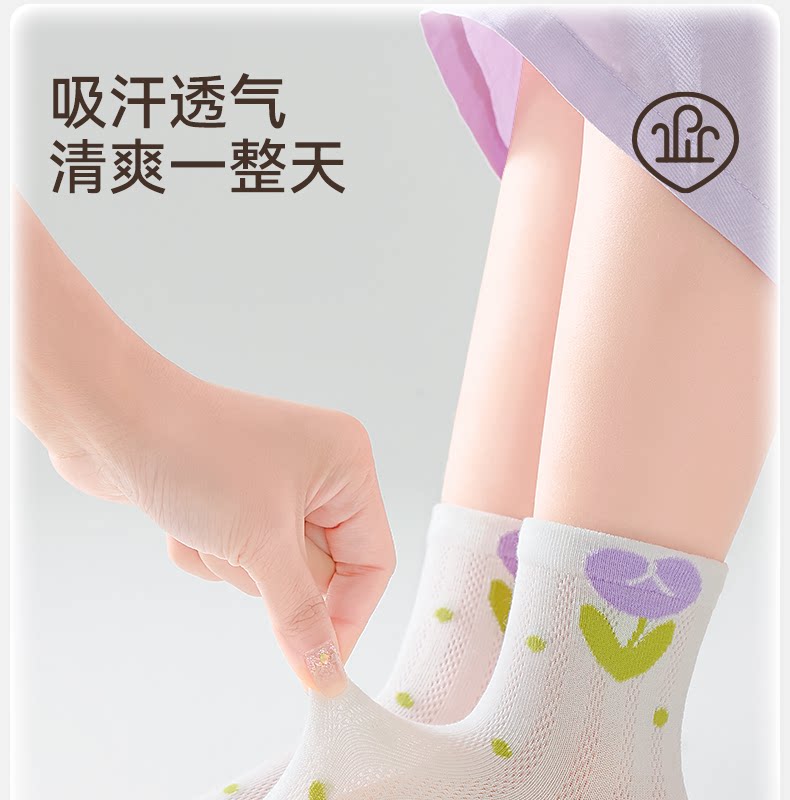 【100%棉】女童袜子夏季薄款纯棉透气网眼袜儿童女宝秋季宝宝童袜 — 16