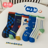 Демисезонные носки для мальчиков, детские хлопковые трендовые гольфы, средней длины, в корейском стиле, подходит для подростков