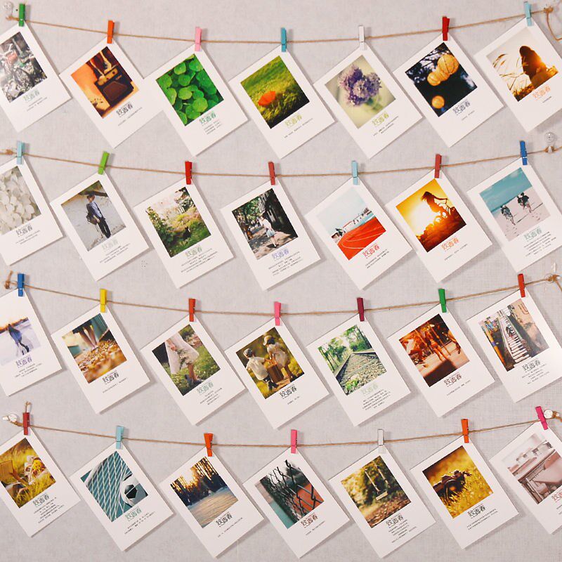 Photo clip wooden clip small clip photo clip photo rope creative personality cartoon diy hemp rope photo wall decoration