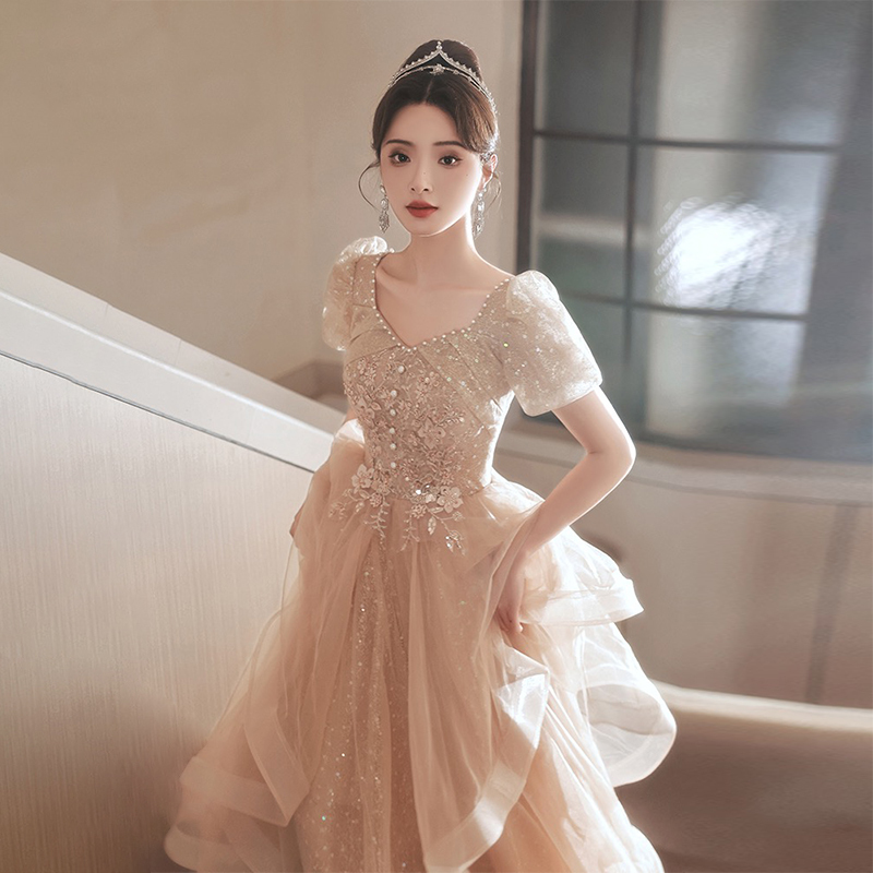 Evening Dress for Women, Banquet, High-End, Elegant, Light Luxury, Niche, Classy, French Style, Coming-Of-Age Ceremony, Annual Meeting, Host, Art Exam Dress