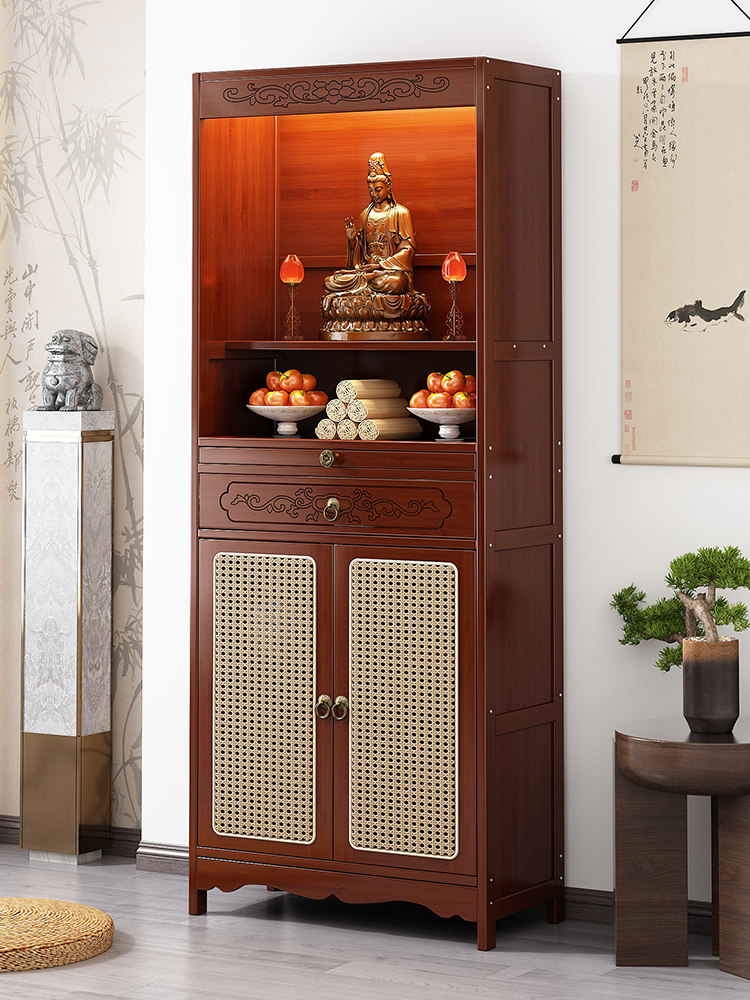 Table Incense Case Household Buddha Table Non-Solid Wood God of Wealth Offering Table Integrated Cabinet New Chinoiserie God Niche Buddha Cabinet Bodhisattva Offering Table