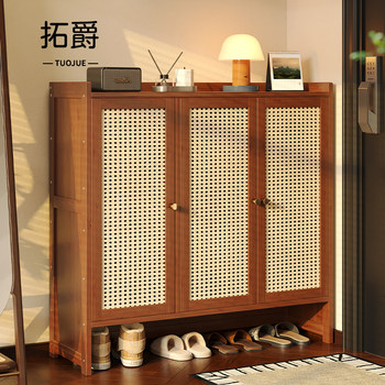 Bamboo Shoe Cabinet for Home Use, Large Capacity Shoe Storage Solution with Doors, Dustproof, Layered Shoe Rack, 2025 New Model