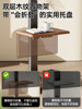Tv Floor Stand with Movable Cart, Built-In Power Strip, Foldable Tray, Universal Rotating Screen, Wheeled Mount
