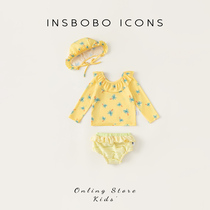 INSbobo girls swimsuit set summer new childrens swimming trunks split two-piece set cute printed vacation clothes