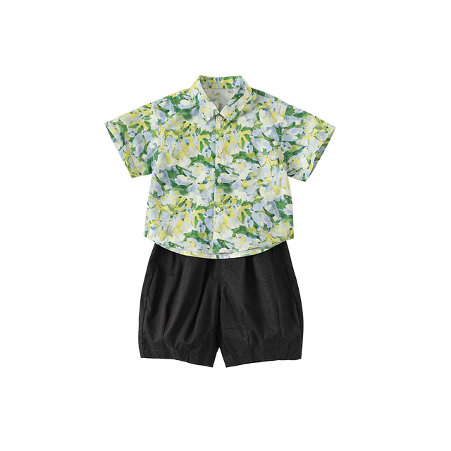 Children's suit fresh printed boys summer suit two-piece set