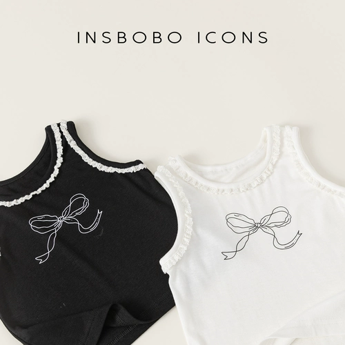 INSbobo Детская майка топ, тонкая спортивная футболка без рукавов, детская одежда, в западном стиле