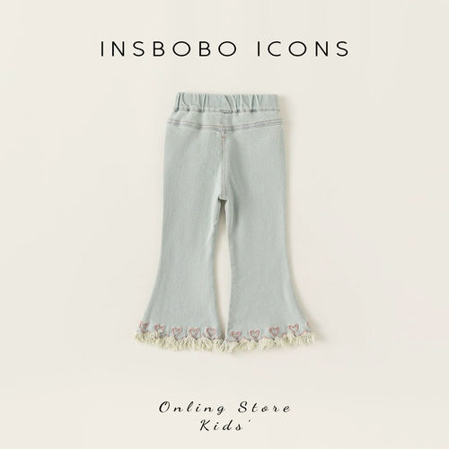 INSbobo Штаны, детские весенние джинсы для девочек, тренд сезона