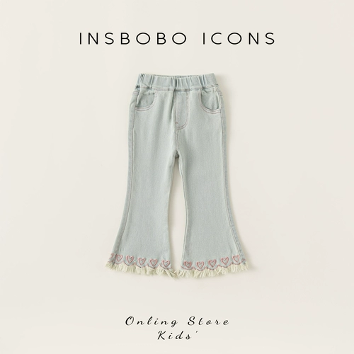INSbobo Штаны, детские весенние джинсы для девочек, тренд сезона