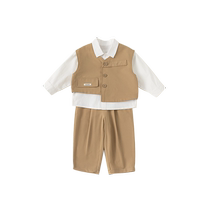 INSbobo boys suit three-piece handsome casual male baby spring suit 2024 new childrens vest suit trendy