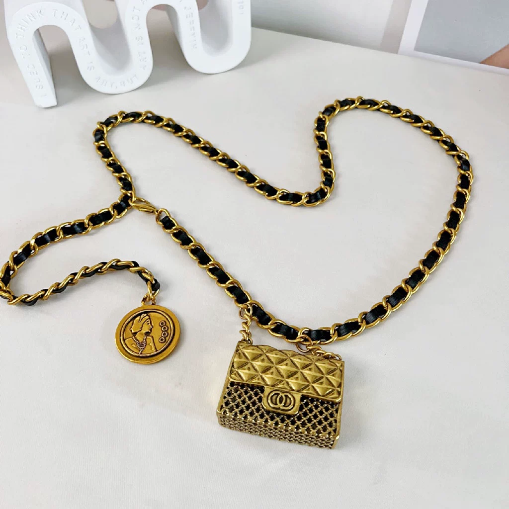 П pendant, золотой пояс на талии, стиль Chanel, интернет-знаменитость