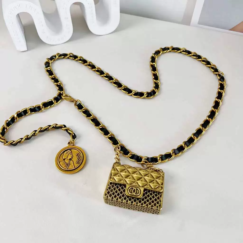 П pendant, золотой пояс на талии, стиль Chanel, интернет-знаменитость