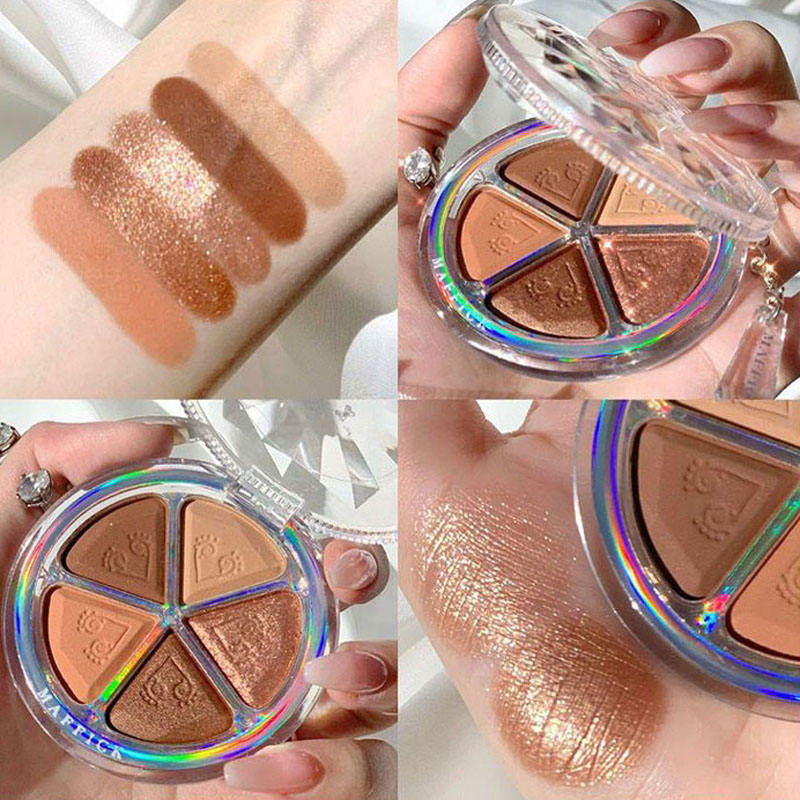 Net red eye shadow plate ins super hot flash powder beads matte waterproof earth color small plate portable affordable niche students