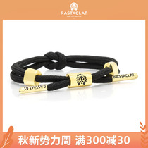 RASTACLAT official small lion rope knot basic series JET BLACK black gold laces bracelet