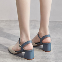 Baotou sandals womens ins Chains 2022 spring and summer new net red heels and shoes women roughly 100 hitch in a single shoe woman