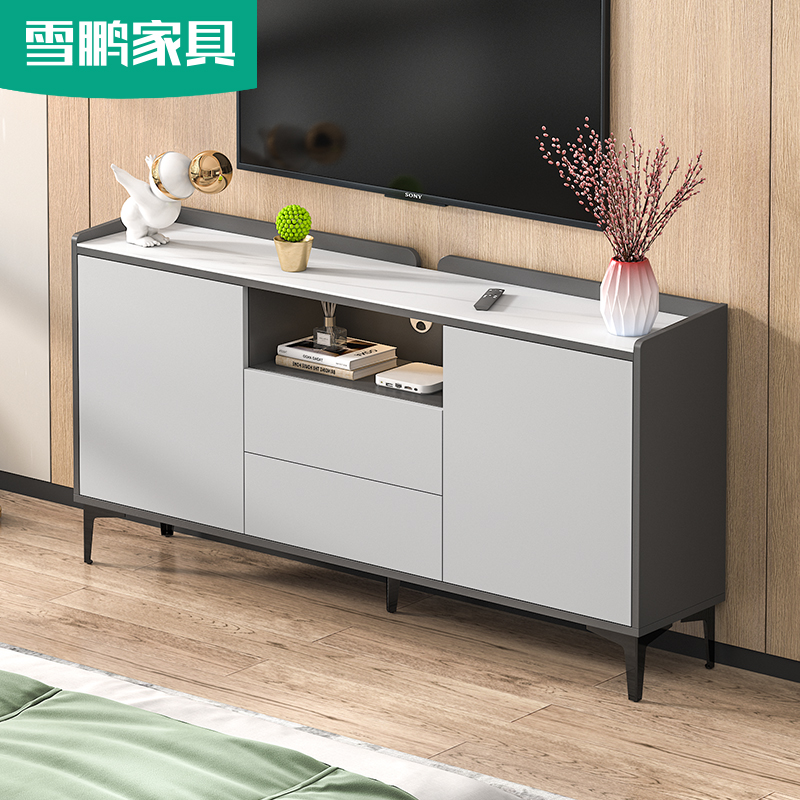 Extremely minimalist rock board bedroom TV cabinet ultra-thin narrow small family type minimalist modern high-style main sleeper black TV cabinet custom-made
